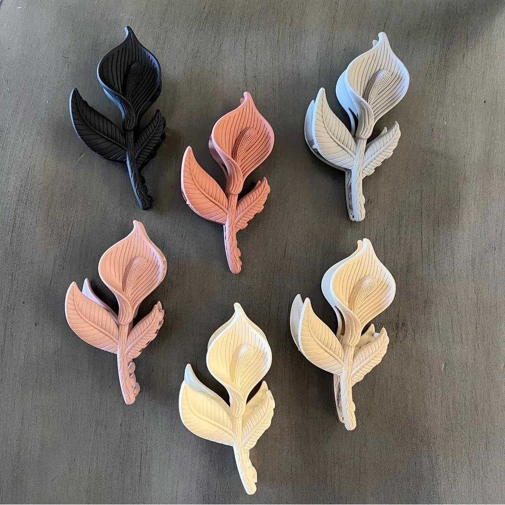 Dark Brown Cala Lily Wild Flower Floral Bohemian Matte 4" Lobster Claw Hair Clip - Picture 2 of 4